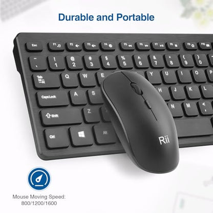 Wireless Keyboard and Mouse Combo - Rii Standard Office PC Keyboard and Optical Wireless Mice (Black (2 Pack)) - color: Black (2 Pack)