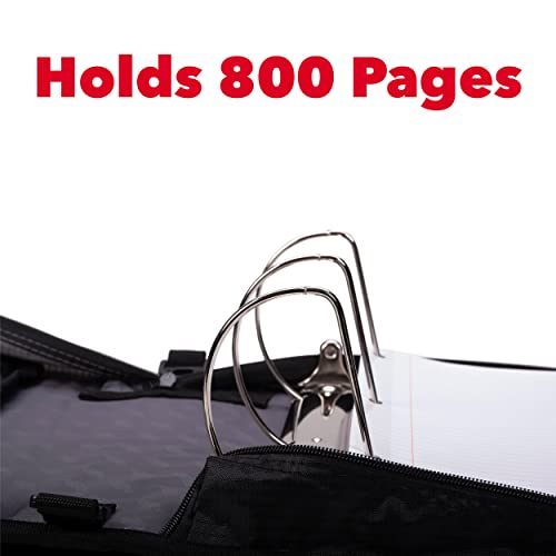 Case-it King Sized Binder 4-Inch D-Ring Jet Black | 800 Sheet Capacity | 5 Subject File Folder | With Shoulder Strap | Pack of 4 - color: A Jet Black, size: 4 Pack