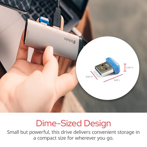 Verbatim 32GB Store 'n' Stay Nano USB 3.2 Gen 1 Flash Drive Snag-Free Low Profile Thumb Drive - Blue - size: 32GB