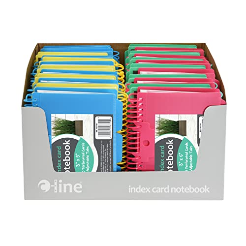 C-Line Spiral Bound Index Card Notebook with Tabs, Includes 60 Ruled 3 x 5 Inches Index Cards, Pack of 24 Notebooks, Assorted Colors (48750-24) - style: 24 Notebooks
