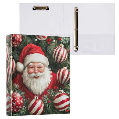 3 Ring Binder with Cute Santa Claus Design - 1.5 Inch Heavy Duty Three-Ring Binder with 2 Pockets, Round Rings for Office Supplies (Letter Size)#570 - size: 2 Pack