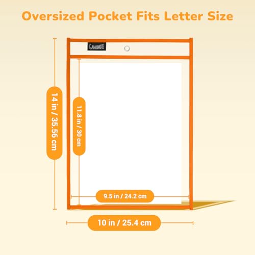 GAMENOTE 10팩 드라이 지우개 포켓, 25.4x35.6cm(10x14인치) 재사용 가능한 슬리브, 10가지 색상 | 재사용 가능한 PVC 포켓 10개는 21.6 x 27.9 cm(8.5 x 11인치) 및 22.9 x 30.5cm(9 x 12인치) 시트를 담을 수 있습니다. 양면 - color: 다양한 색상, size: 10 Pack