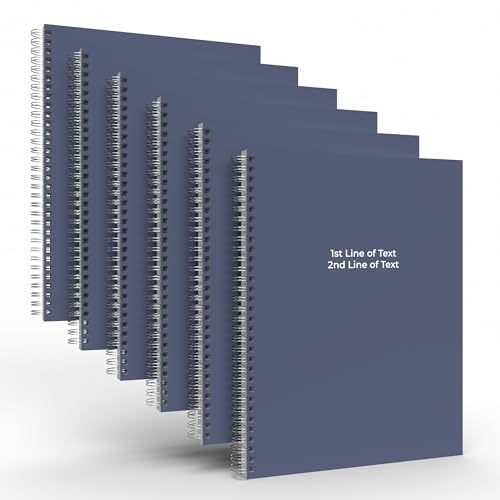 Custom Spiral Notebook Journals with a Navy Blue Colored Cover - 6 Pack of 8.5" x 11" – College Ruled, Hard Cover, 50 Sheets Per Book – For Journaling, Office, School Supplies, etc. - color: Navy Blue, size: 8.5" x 11"