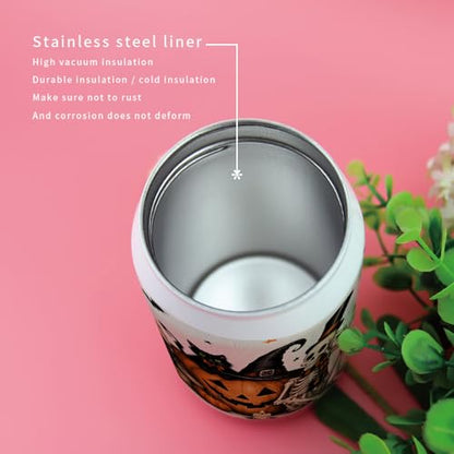 T&H XHome Halloween 14oz Stainless Steel Tumbler with Lid & Straw-Double Wall Vacuum Insulated Travel Mug Skull Black Cat Pumpkin Linen Water Bottle Coffee Beverage Drinks Cup - size: 14 Ounces