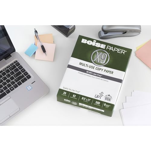 Boise X-9 Multi-Use Printer & Copy Paper, 10 Reams, White, Letter (8.5in x 11in), 5000 Sheets Per Case, 20 Lb, 92 Brightness - size: 10 Reams (5000 Sheets), style: 8.5 x 11, 20 lb.