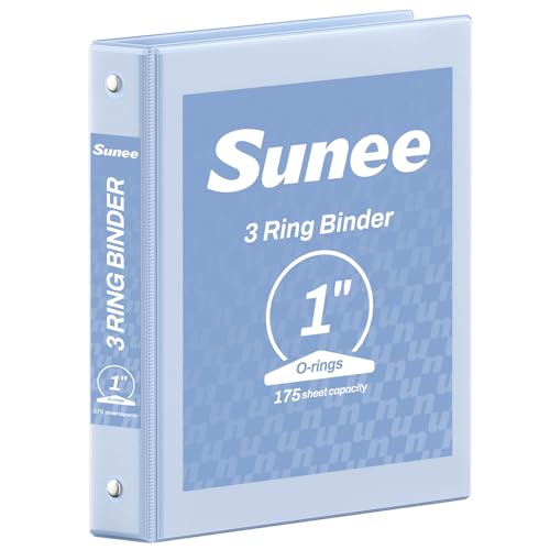 SUNEE 3 Ring Binder 1 Inch 1 Pack, Clear View Binder Three Ring PVC-Free (Fit 8.5x11 Inches) for School or Office Supplies, Haze Blue - color: Haze Blue, size: 1 Inch