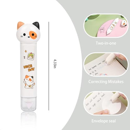 10Pcs Black Cute Cat Stationery Set Cat School Supplies Kawaii Japanese Stationery Birthday GIFS Including Pens Pencil Sharpener Highlighter Eraser Correction Tape Ruler for Office School Supplies - style: black kawaii cat