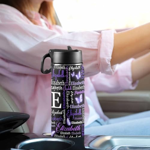 Personalized Water Bottles with Name for Kids, Custom Butterfly Water Bottle Stainless Steel Water Tumbler Customized Gifts - color: Color_13