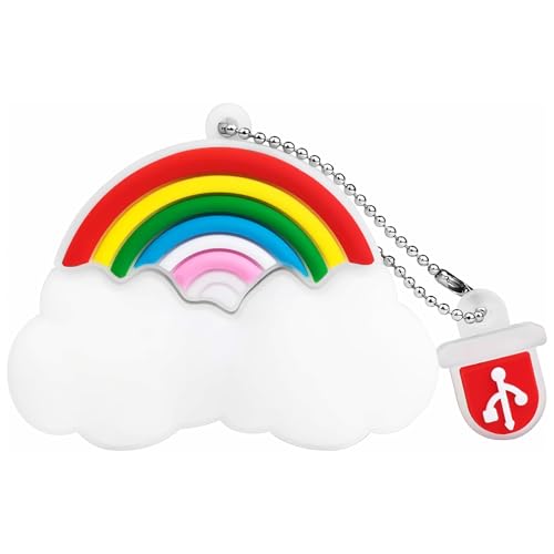 BorlterClamp 32GB USB Flash Drive Cute Cartoon Rainbow Cloud Model Memory Stick, Gift for Students and Children - color: rainbow cloud, size: 32GB