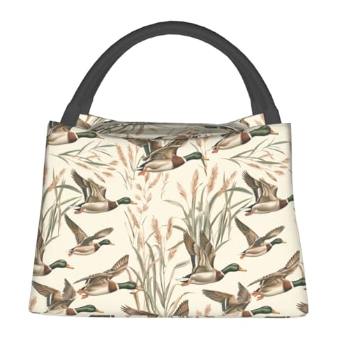 Flying Ducks Lunch Bag for Women, Girls, Kids, Reusable Insulated Lunch Box for Work, Office, Picnic, Travel, School, Gifts - color: Flying Ducks