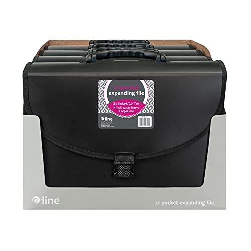 C-Line 21-Pocket Poly Expanding File with Handle, Includes Tabs, Locking Closure, Legal Size, Black (58320), Traditional (Pack of 4) - size: Legal (Pack of 4)