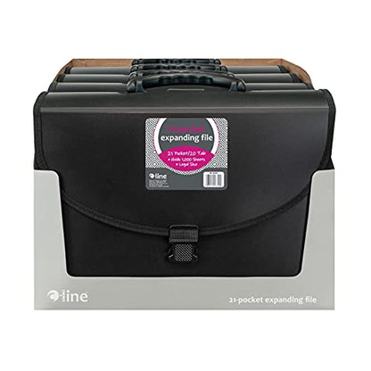C-Line 21-Pocket Poly Expanding File with Handle, Includes Tabs, Locking Closure, Legal Size, Black (58320), Traditional (Pack of 4) - size: Legal (Pack of 4)