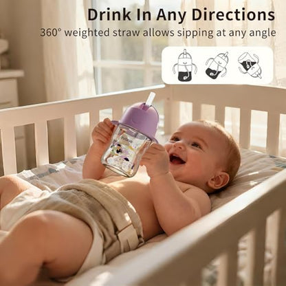 Evorie Tritan Weighted Straw Cup Baby Training Cup, Spill Proof, 7 Oz, 6M+ | BPA & BPS-Free, First learning cup, 360° drinking, Dishwasher safe, Durable Sippy Cup, Daydream - color: Daydream