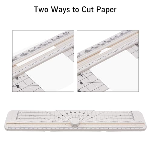 2PCS Paper Cutter Slider, 12 Inch Portable Paper Trimmer, Straight Cutting Guillotine, Cardboard Cutter for Paper Photo Vinyl Label Coupon Craft Paper(White) - color: White