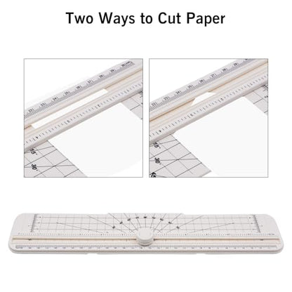 2PCS Paper Cutter Slider, 12 Inch Portable Paper Trimmer, Straight Cutting Guillotine, Cardboard Cutter for Paper Photo Vinyl Label Coupon Craft Paper(White) - color: White