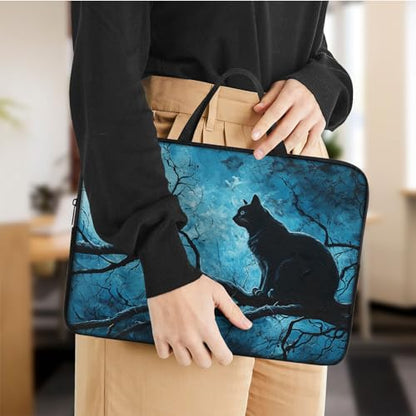 Laptop Sleeve Bag with Handle Computer Protective Soft Cover Case for 14 Inch 13 Inch Laptop,Black Cat on Tree - color: Black Cat on Tree