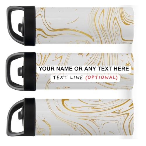 Custom Leakproof Water Bottle 20oz| Gym Tumblers| Running Cup| Adult Tumbler| Marble Sport Bottle (Gold) - color: Gold