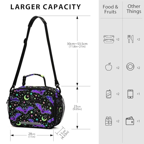MNSRUU Unisex Insulated Lunch Bag, Bat 13, Fabric, 11"x4.33"x 9.05", Ample Storage Space, Keeps Food Warm, Portable, Lightweight - color: Bat 13