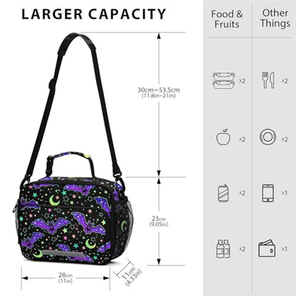 MNSRUU Unisex Insulated Lunch Bag, Bat 13, Fabric, 11"x4.33"x 9.05", Ample Storage Space, Keeps Food Warm, Portable, Lightweight - color: Bat 13