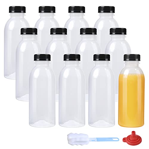 zmybcpack 12 Pack 12oz Plastic Juice Bottles with Caps Heat-Resistant | Plastic Smoothie Bottles Dishwasher Safe, Reusable Beverage To Go Containers with Lids for Juice, Beverage - size: 12oz 12pack