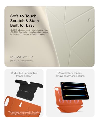 MOFT Dynamic Folio Case for iPad Pro 11-inch (M5 2025 / M4 2024), Slim Magnetic Stand Case with 20+ Viewing Angles, Auto Wake/Sleep, Ultra Thin, Beach White x Terracotta - color: Beach White x Terracotta, size: iPad Pro 11"(M5 2025/M4 2024)