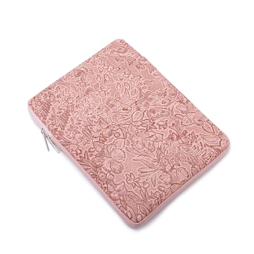 Kinmac 360° Protective Vertical Laptop Sleeve Case Cover Bag (Pink Flower PU, 12.5 inch-13.3 inch) - color: Pink Flower PU, size: 12.5 inch-13.3 inch