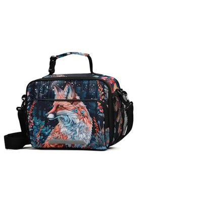 MNSRUU Student Lunch Bag Beautiful Fox Insulated DinnerTotes Picnic Bag Lunch Box with Adjustable Shoulder Strap for Teen Kids Adults - color: Fox I9752