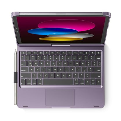 edaiser Swivel Keyboard Case for iPad 11th (A16) & 10th Generation, Purple | 360 Degree Rotatable Protective Cover | Pencil Holder | Multi-Touch Trackpad | RGB Backlit | Flexible Adjustable View Angle - color: Metallic Purple, size: iPad 10th/11th (a16)