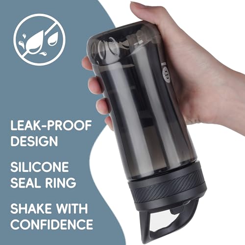 14oz Clear Kids Water Bottle with Straw Lid, BPA-Free Tritan, Measurement Scale, Sturdy Handle Wide Mouth Leak-proof Reusable Plastic Bottle for Boy& Girls, Back to School(Black) - color: Black