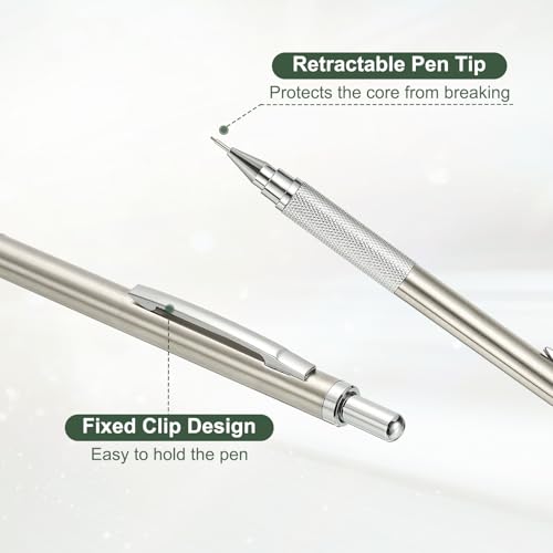 PATIKIL 2Pcs Mechanical Pencil 0.7mm, Lead Pencils Mechanical Holder Medium Point Automatic Metal Holder for Drawing Art Sketching Woodworking, Silver - color: Silver