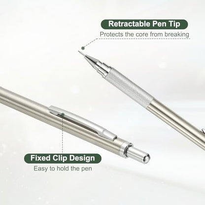 PATIKIL 2Pcs Mechanical Pencil 0.7mm, Lead Pencils Mechanical Holder Medium Point Automatic Metal Holder for Drawing Art Sketching Woodworking, Silver - color: Silver