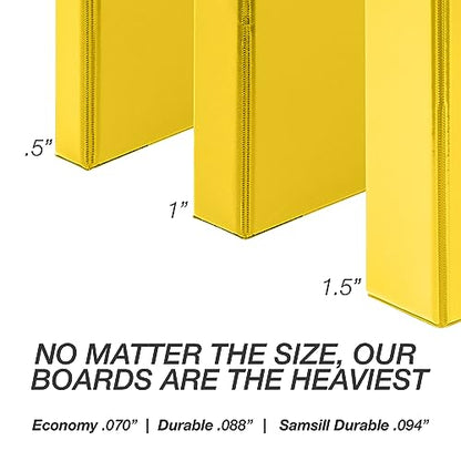 Samsill Durable 0.5 inch 3 Ring Binder, D Ring Binder, 100% Recycled Chipboard, Yellow - color: Yellow, size: 1 Pack, style: 0.5 Inch
