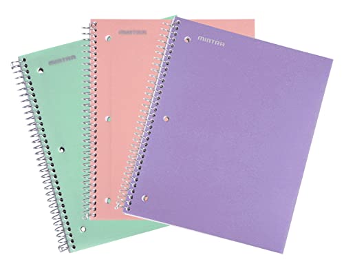 Mintra Office Durable Spiral Notebooks, 3 Subject (Lavender, Sage Green, Salmon, Wide Ruled 3pk) - color: Lavender, Sage Green, Salmon, size: Wide Ruled 3pk