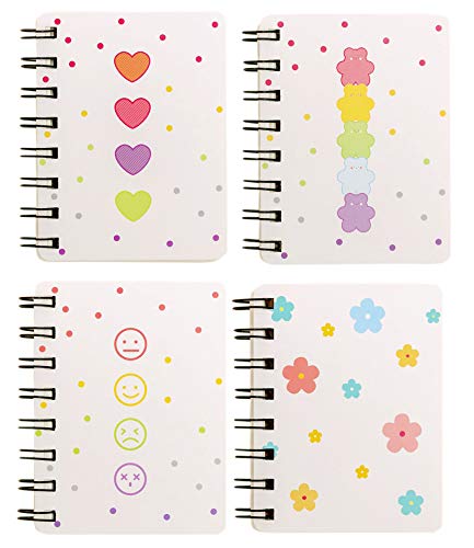 Yansanido Small Spiral Notebook, 4 Pcs 3.14 Inch x 4.13 Inch 4 Style Design Thick Hardcover Blank Pages 80 Sheets -160 Pages Journals for Study and Notes(Spiral 3.14 x4.13 Inch 4set, 3.14 x4.13 Inch)