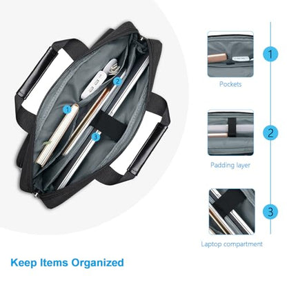 MOSISO Laptop Shoulder Bag 15.6 inch, 15-15.6 inch Computer Bag | Compatible with MacBook Pro 16 inch, HP, Dell, Lenovo with 2 Raised&1 Flapover&1 Horizontal Pocket&Handle&Belt, Black - color: Black, size: 16 inch