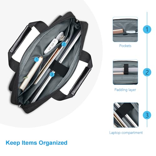 MOSISO Laptop Shoulder Bag 14 inch, 14 inch Computer Bag | Compatible with HP Lenovo Dell ASUS Acer, Dell Latitude with 2 Raised&1 Flapover&1 Horizontal Pocket&Handle&Belt, Black - color: Black, size: 14 inch