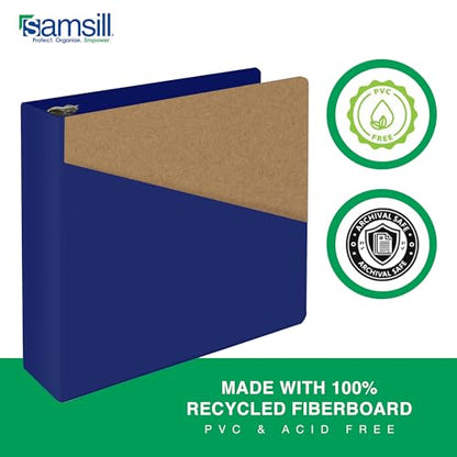 Samsill Durable 3 Inch Binder, D Ring Binder, Customizable Clear View Cover, Dark Blue, Holds 625 Pages - color: Dark Blue, size: 3 Inch