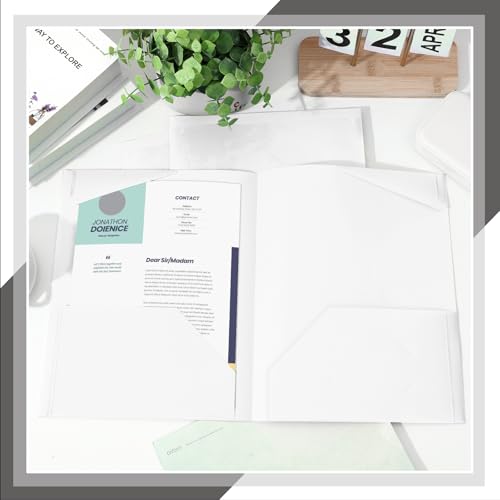 Henoyso 60 Pack Plastic Folders with Clear Front Pockets Bulk Heavy Duty File Folders with 2 Pockets and Card Slot for Student Teacher Back to School Supplies Office Presentation (White) - color: White