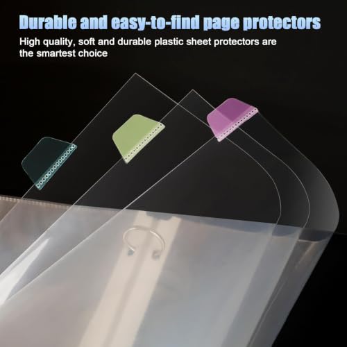 HABGP16PCS/2 Set 3 Ring Clear Binder Dividers with Tabs, 8.5 x 11 8 Tabs Binder Dividers with Pockets, Clear Page Protectors Index Dividers for 3 Ring Binder, Heavy Duty Plastic Sheet Protectors - size: 2 Set (16 Pcs)
