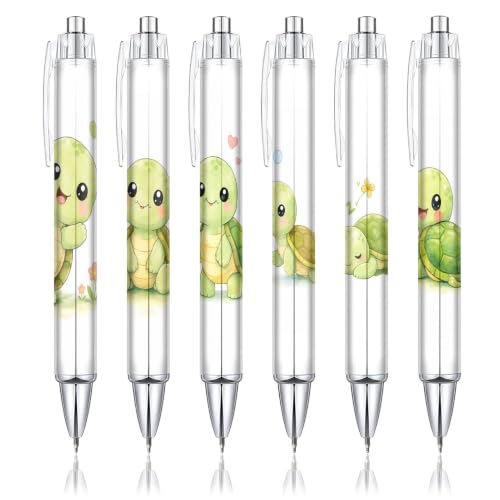 6-Piece Cute Turtle Pen Set, Funny Animal Ballpoint Pens for Women Men Kids Teens, Gift for Her Him Friends Coworkers, Birthday Christmas Valentines Easter Gift, School Supplies Desk Accessories
