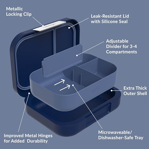 Bentgo® Modern - Leak-Resistant Bento Lunch Box For Adults, Teens, & Larger Appetites; Reusable BPA-Free Meal Prep Container with 3 or 4 Compartments, Dishwasher/Microwave Safe; 5 Cups (Navy) - color: Navy
