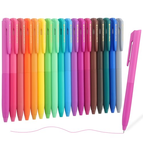 Bribobo Colored Gel Pens, 0.5mm Quick Dry Fine Point Pen, 18 PCS | Smooth Writing Pens for Note Taking and Journaling