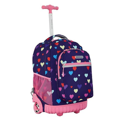 Travelers Club 4 Piece Rolling Backpack Set With Accessories,Heart - color: Heart