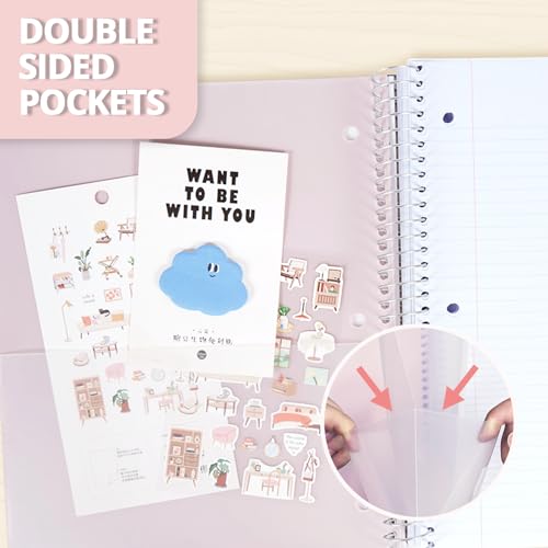 ONAVIA Pink 3 Subject Spiral Notebook College Ruled 3 Pack, 300 Pages | 150 Sheets, 9 x 11 in, 6 Pack Waterproof Plastic Cover, Durable, School Notebooks, Homework, Test Prep - color: Pink