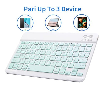 Portable Mini Wireless Bluetooth Keyboar for Apple iPad iPhone Samsung Tablet Kindle Fire HD 10/8/Fire Max 11 Keyboard 10-Inch Green - color: 10 inch Green