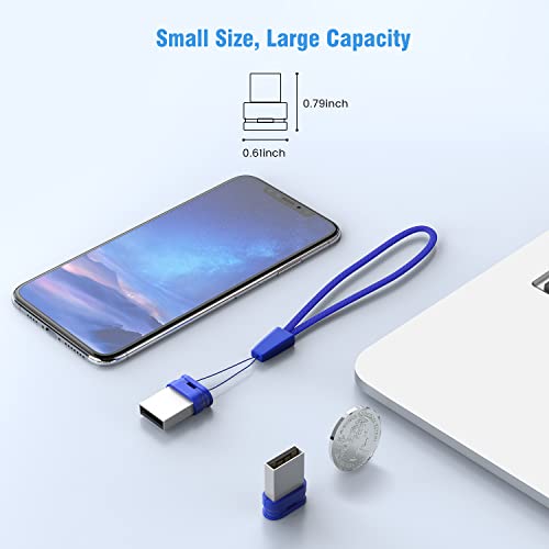 K&ZZ 64GB 5 Pack USB Flash Drives with Lanyard 64G Small USB Drive Ultra Fit Flash Drives Mini Thumb Drive 64 GB Micro USB 2.0 Pen Drive, Blue - color: Blue (5Pack), size: 64GB 2.0