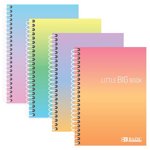 BAZIC Small Notebook Memo Size Pad, 4"x5.5" Spiral Side Bound, 180 Sheets Mini Wirebound Pocket Personal Notebooks, Assorted Color, 1 Unit, Random Color | 180 college-ruled sheets; wire binding lays flat; compact 4 x 5.5 in; Thick pocket notebook