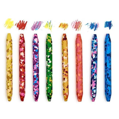 Two's Company Happy Confetti Multicolor Crayons in Gift Box, 5.5-Inch, Wax, Set of 8