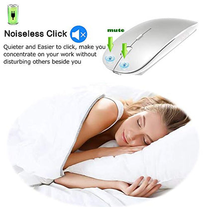 KLO Bluetooth Mouse for MacBook/Laptop/Notebook/pc/iPad/Chromebook, Wireless Mouse for MacBook Pro/AIR (Silver) - color: Silver
