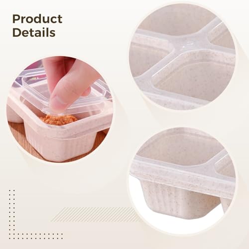 12 Pcs Divided Compartments, Reusable Meal Prep Containers with Lids, 4 Compartment Snack Containers, Microwave and Dishwasher Safe, Lunch Boxes for Travel, Office, and On the Go Meals